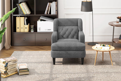 Upholstered Accent Chair Tufted Armchair for Living Room and Bedroom, Dark Grey