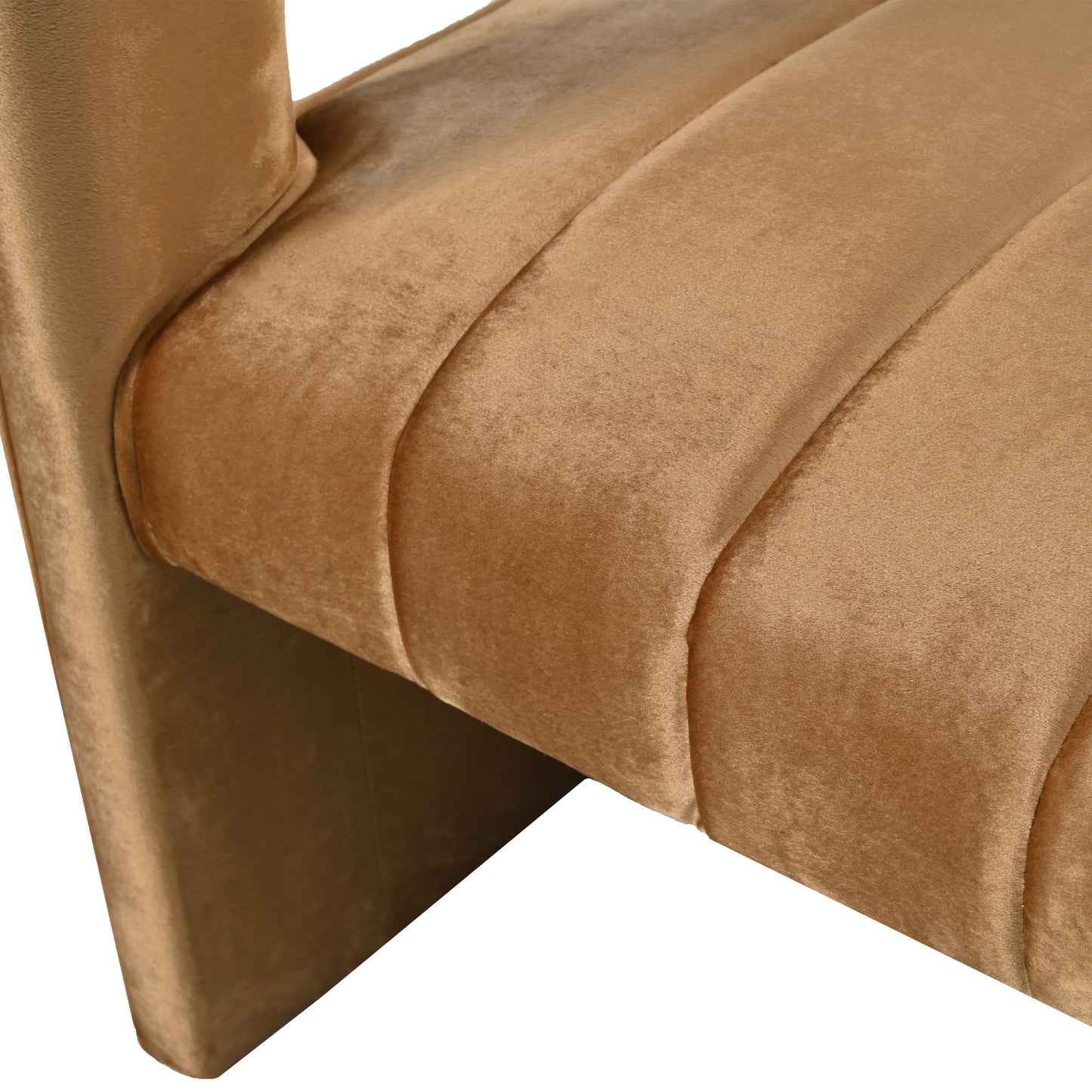 Modern Velvet Accent Chair with Ribbed Detail, Luxury Curved Fully Upholstered Accent Chair, Brown (No Assembly Needed)