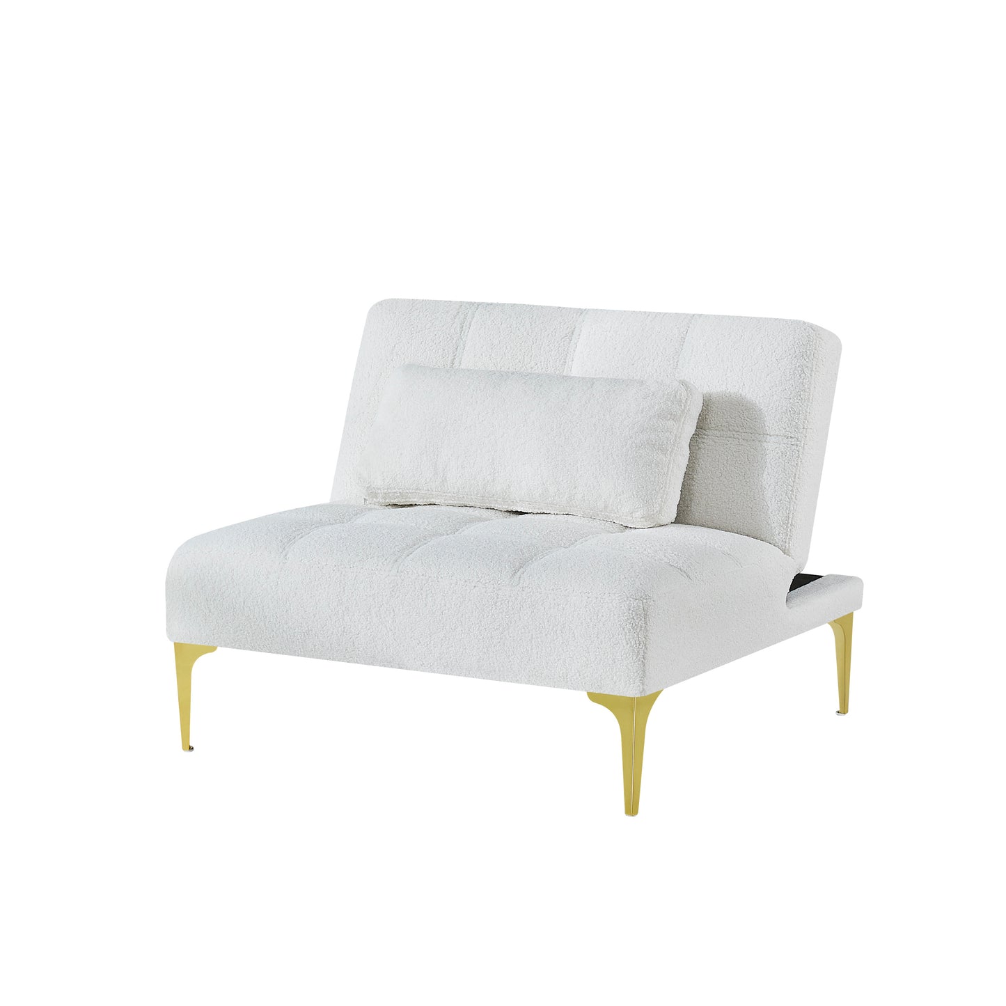 Convertible sofa bed futon with gold metal legs teddy fabric