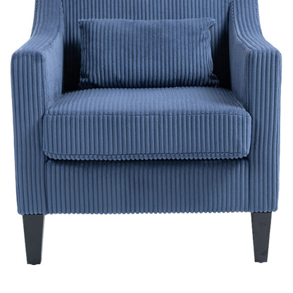 Modern Accent Chair,Upholstered Armchair with Scooped Arms for Bedroom,Apartment,Studio,Office,Waiting Room(Blue Corduroy)