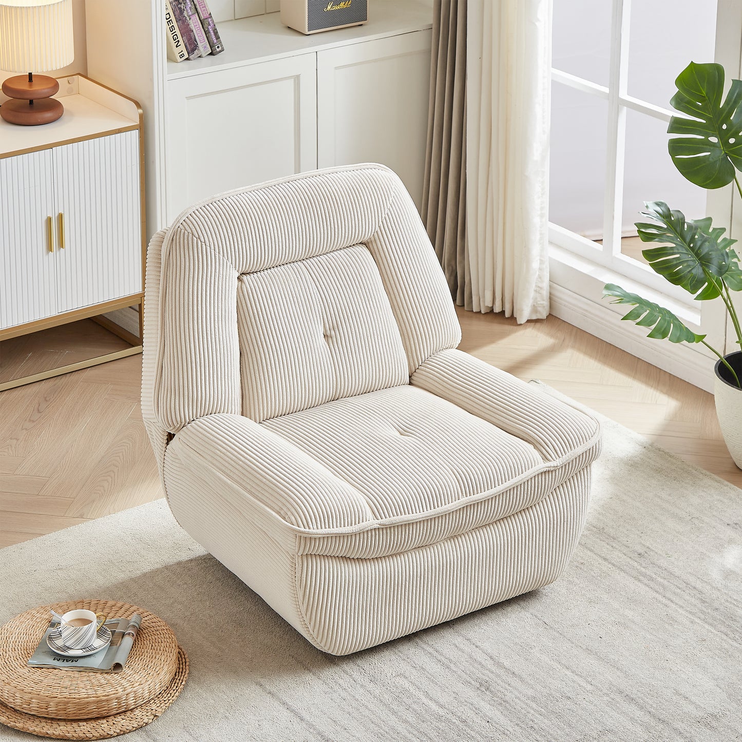 360 Degree Corduroy Swivel Upholstered Manual Recliner Chair,Theater Recliner Sofa,Nursery Glider Rocker for Living Room