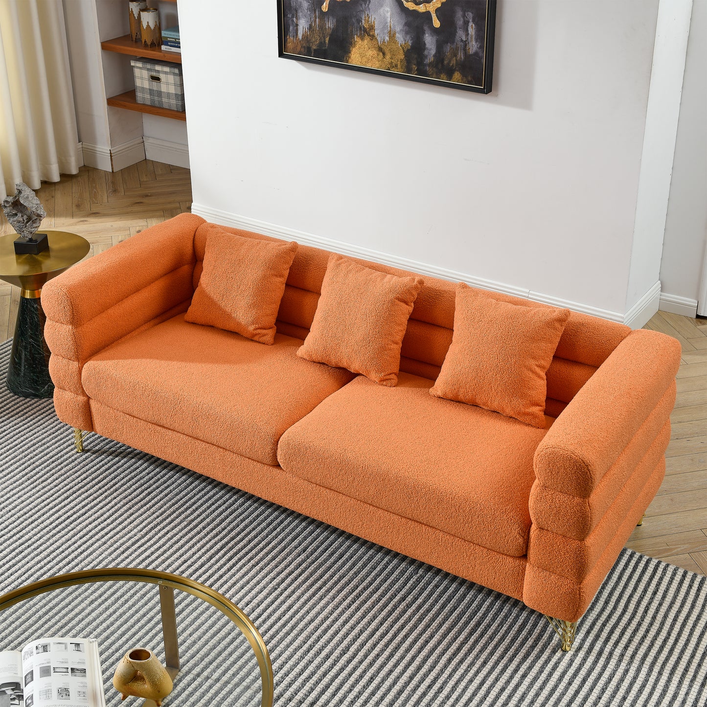 3-seater + 3-seater Combination sofa.ORANGE teddy