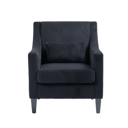 Modern Accent Chair,Upholstered Armchair with Scooped Arms for Bedroom,Apartment,Studio,Office,Waiting Room(Black Corduroy)