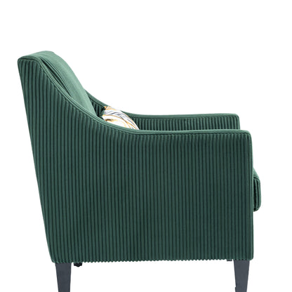 Modern Accent Chair,Upholstered Armchair with Scooped Arms for Bedroom,Apartment,Studio,Office,Waiting Room(Emerald Corduroy)