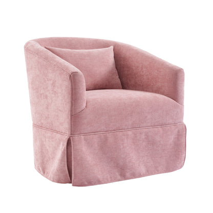 360-degree Swivel Accent Armchair Linen Blend PINK