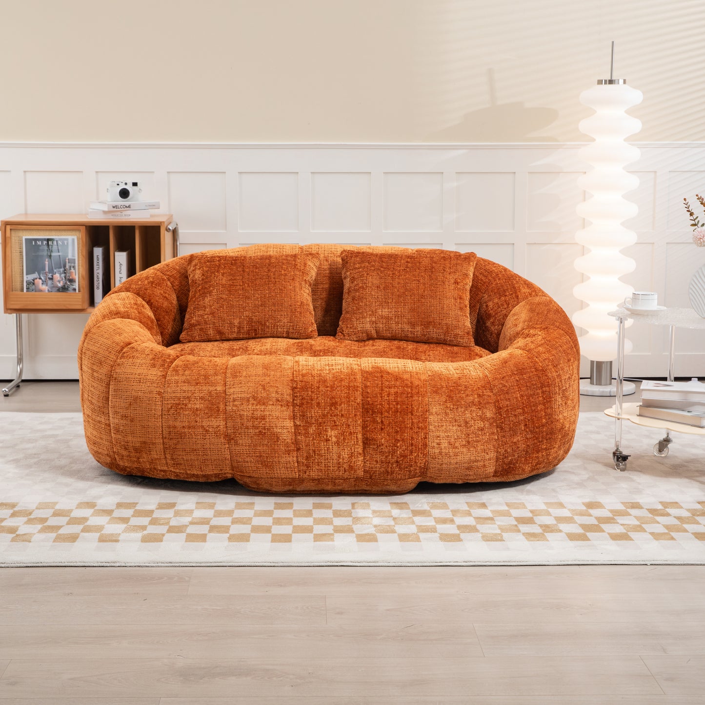 Bean Bag sofa Lazy Sofa Durable Comfort Lounger High Back Bean Bag Chair Couch for Adults and Kids, Indoor & Outdoor, Accent Floor Soft Lounge Chair (Orange chenille)