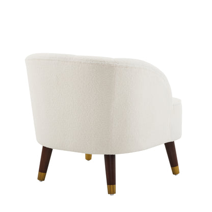 Upholstered Barrel Accent Chair With Wooden Legs