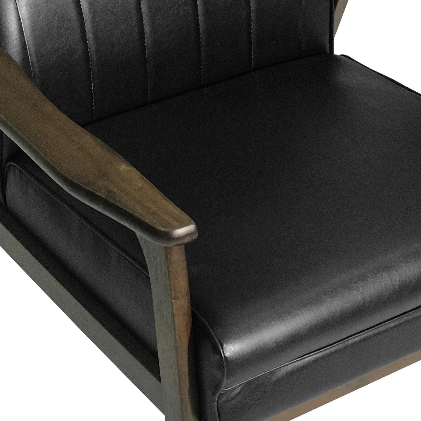 Mid Century Modern Upholstered Accent Chair, Matte Black Faux Leather