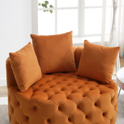 Width 40.6 inches Accent Chair / Classical Barrel Chair for living room / Modern Leisure Sofa Chair (Orange)