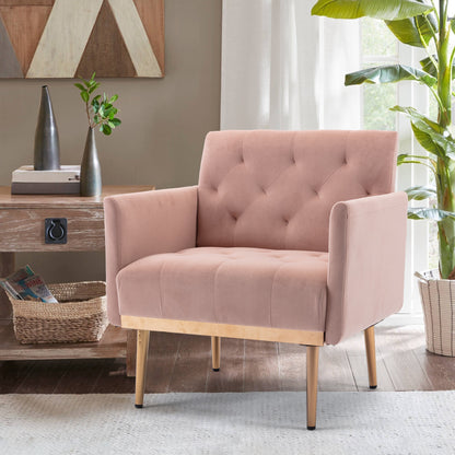 Accent Chair,leisure single sofa with Rose Golden feet