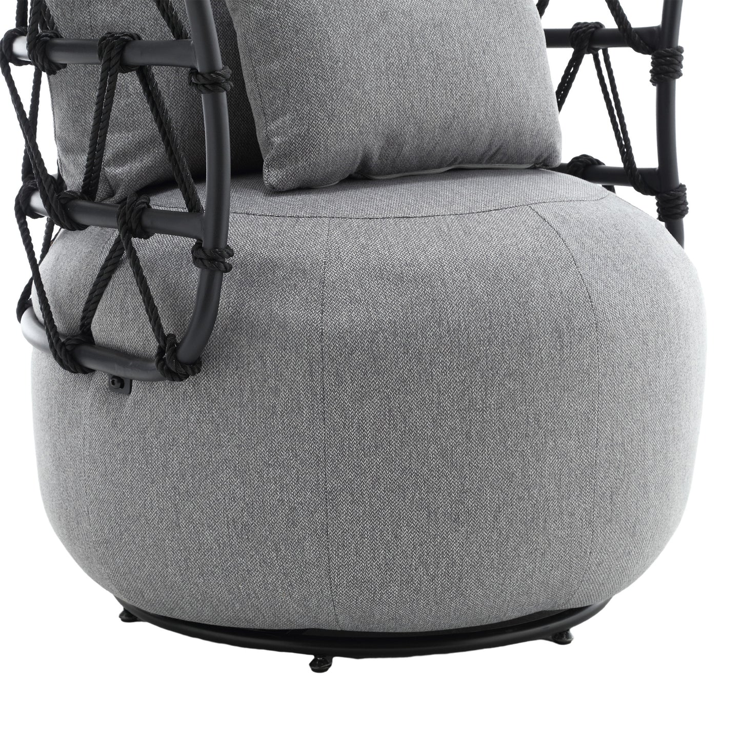 Upholstered Tufted Living Room Chair Textured Linen Fabric Accent Chair with Metal Stand