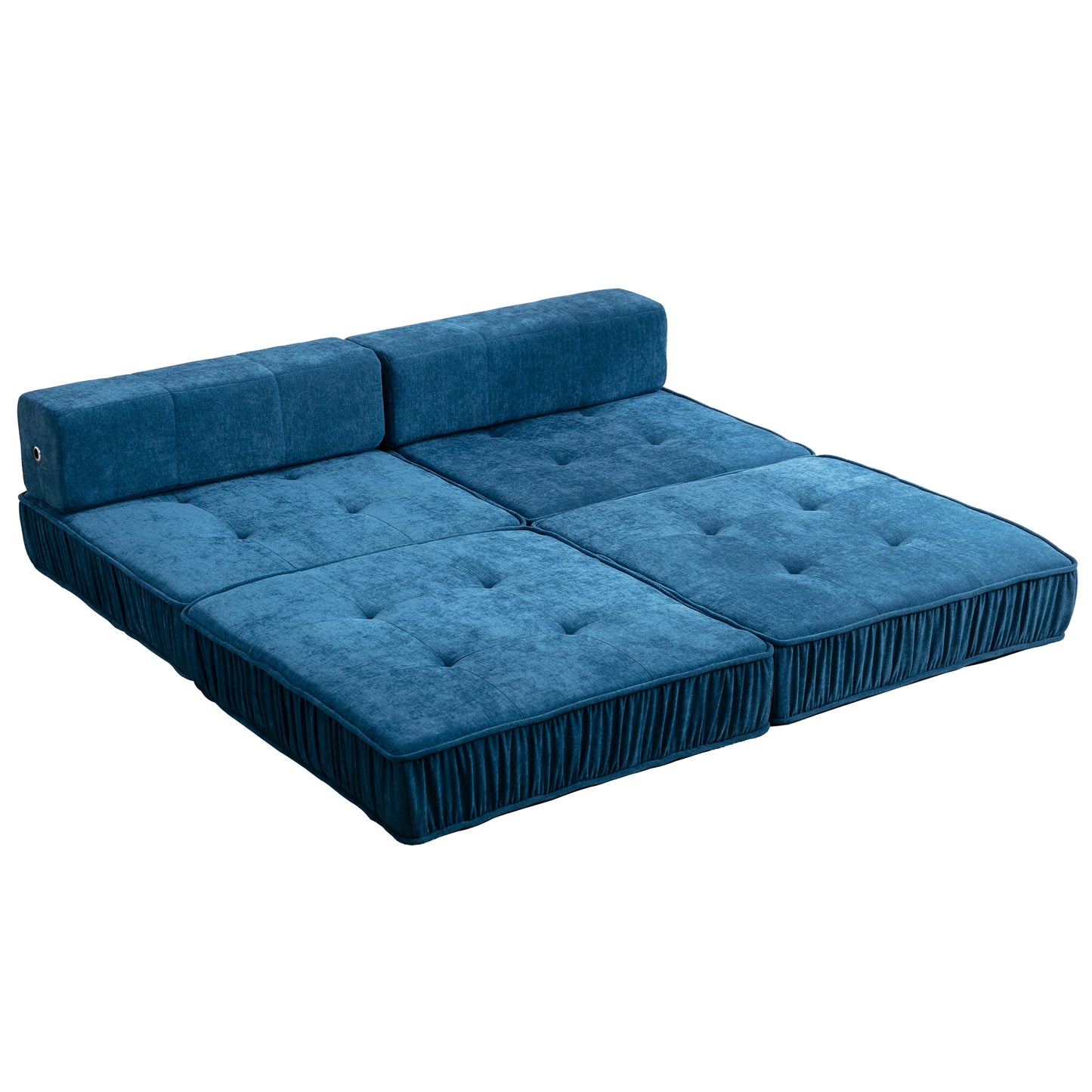 Folding Sofa Bed, Futon Sleeper Chair, Convertible Chair Floor Couch & Sleeping Mattress for Living Room, Guest Room, Home Office, Apartment, Small space, Bed, Removable Back Cushion, Blue, 1 Seat