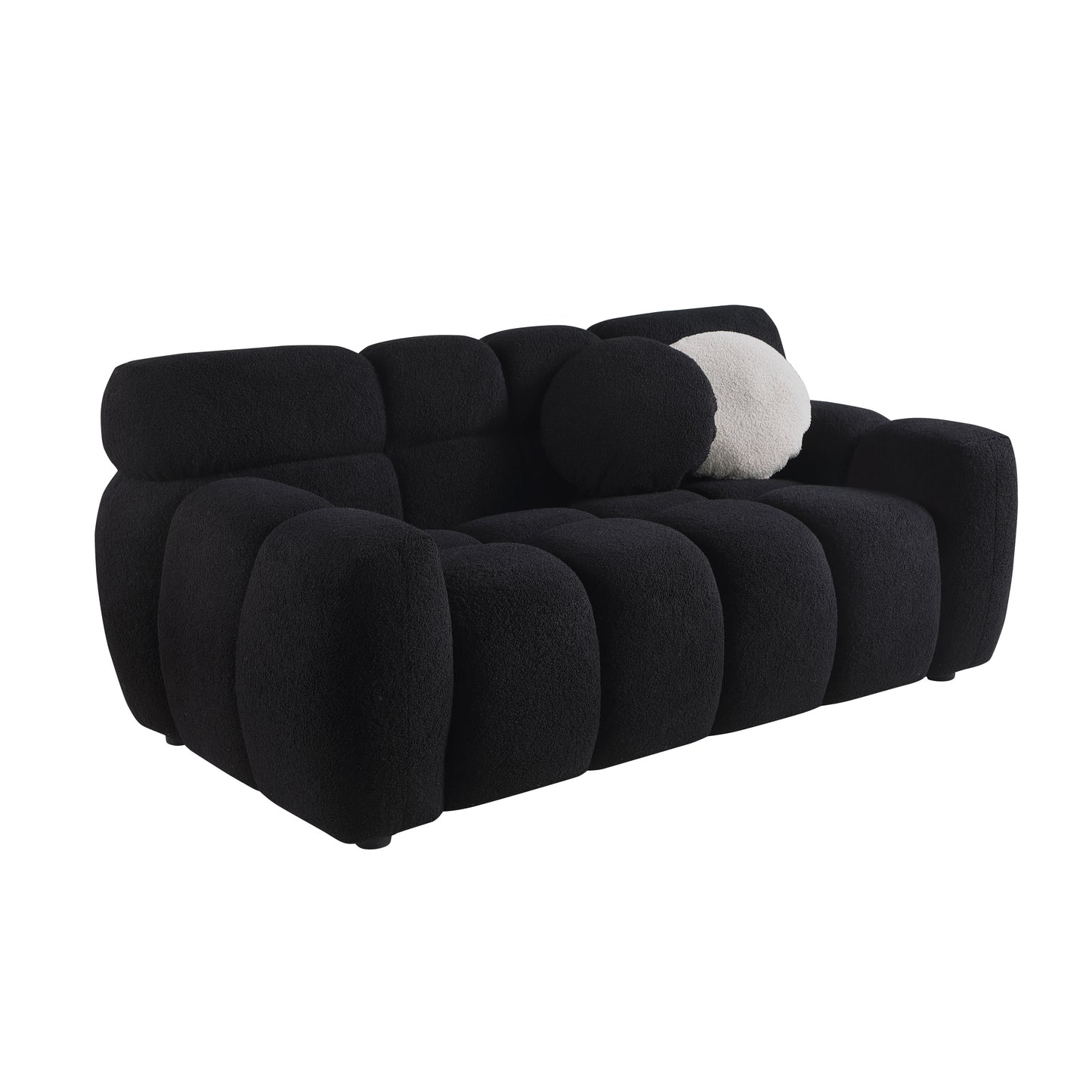 64.96 length,35.83" deepth,human body structure for USA people, marshmallow sofa,boucle sofa,2 seater, BEIGE BOUCLE