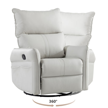 Rocking Recliner Chair,360 Degree Swivel Nursery Rocking Chair,Glider Chair,Modern Small Rocking Swivel Recliner Chair for Bedroom,Living Room Chair Home Theater Seat,Side Pocket(Light Gray)