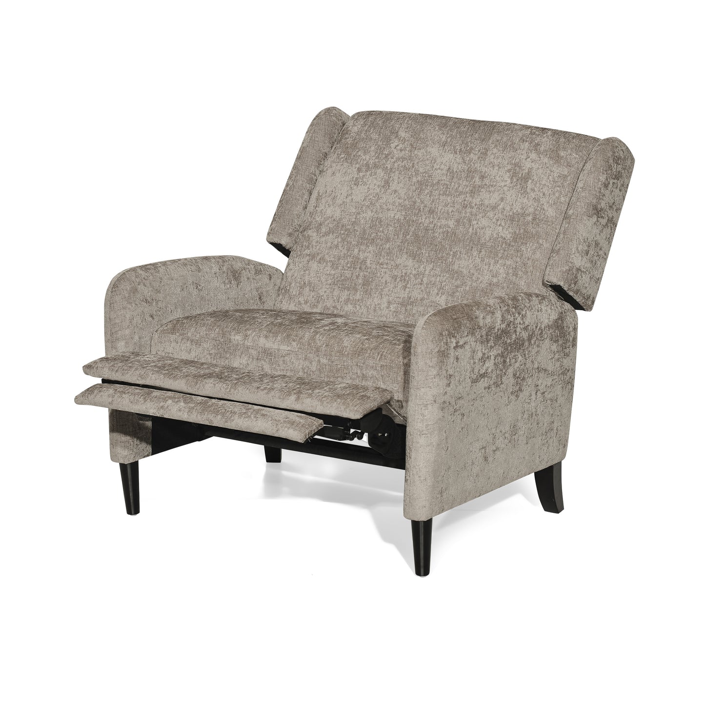 Oversized Textured Fabric Pushback Recliner Dark Beige and Dark Brown