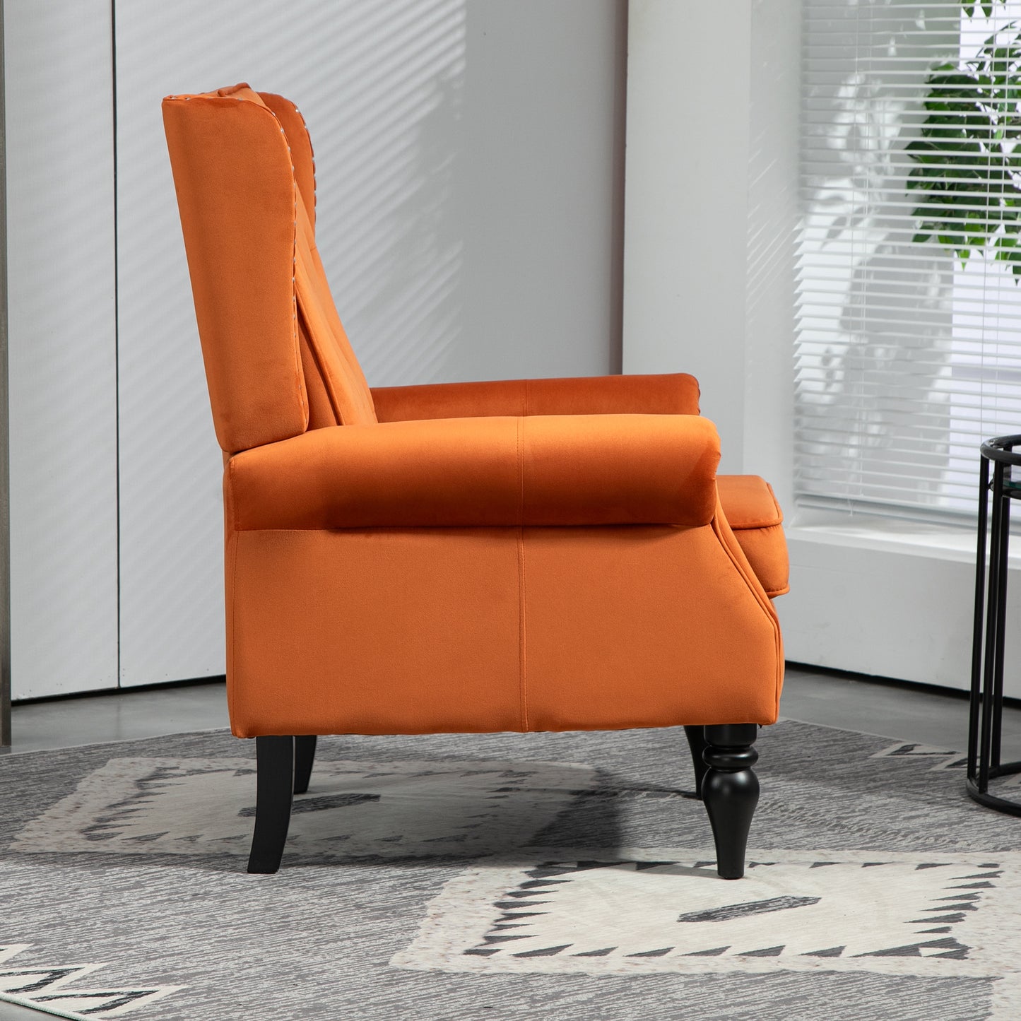 Wood Frame Armchair, Modern Accent Chair Lounge Chair with Sturdy Wood Legs for Living Room Bedroom(Orange)