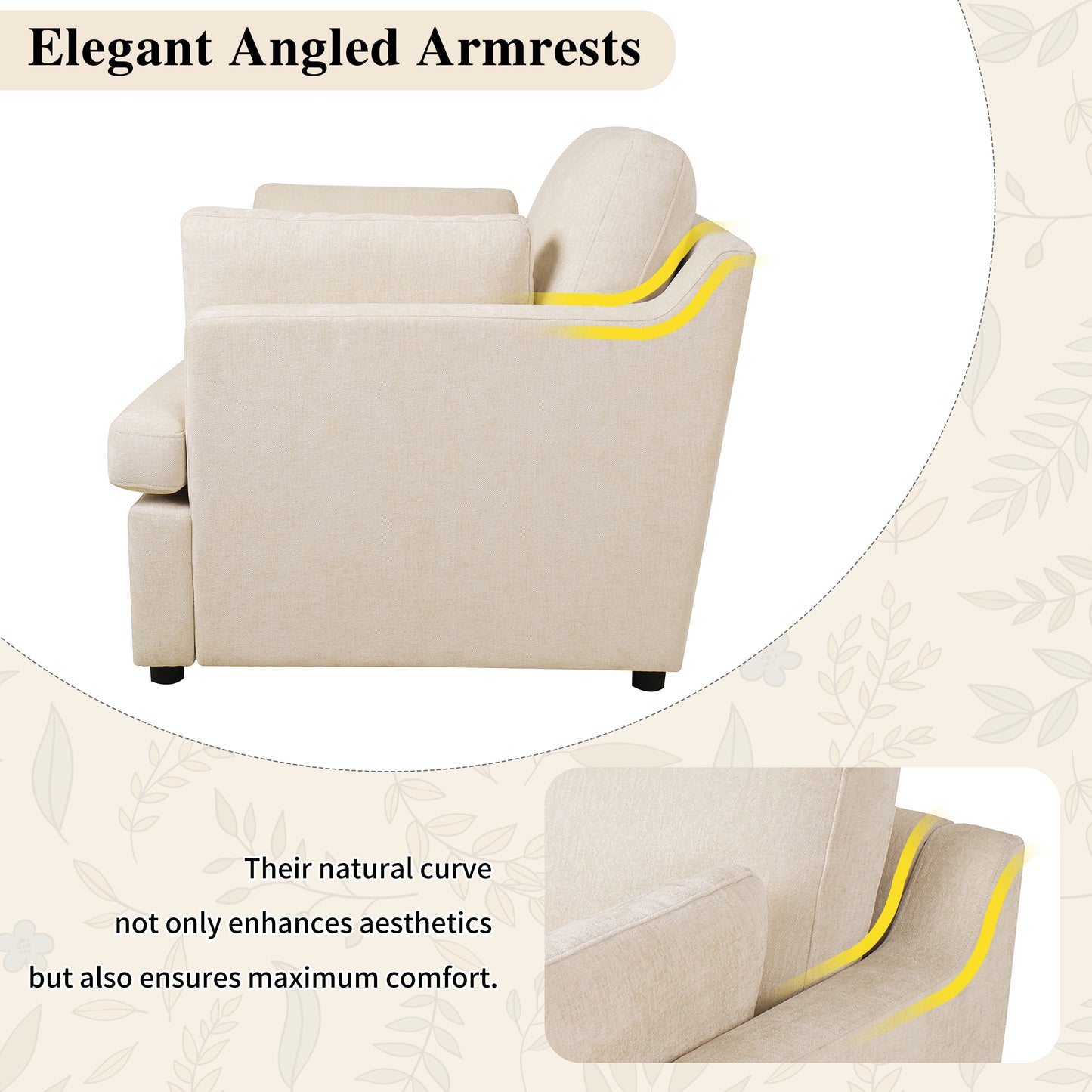 Oversized Accent Chair - Comfortable Armrest Cushions, Versatile Neutral Style, Elegant Design, Durable Frame