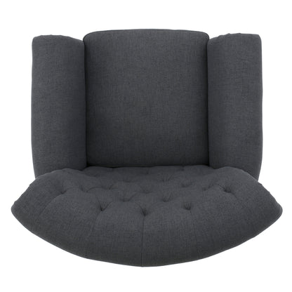 Accent Chair with Tufted Backrest, Bedroom Single Seat Arm Chair with Wooden Legs, Modern Side Chairs for Living Room