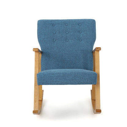 Blue Fabric Upholstered Rocking Chair