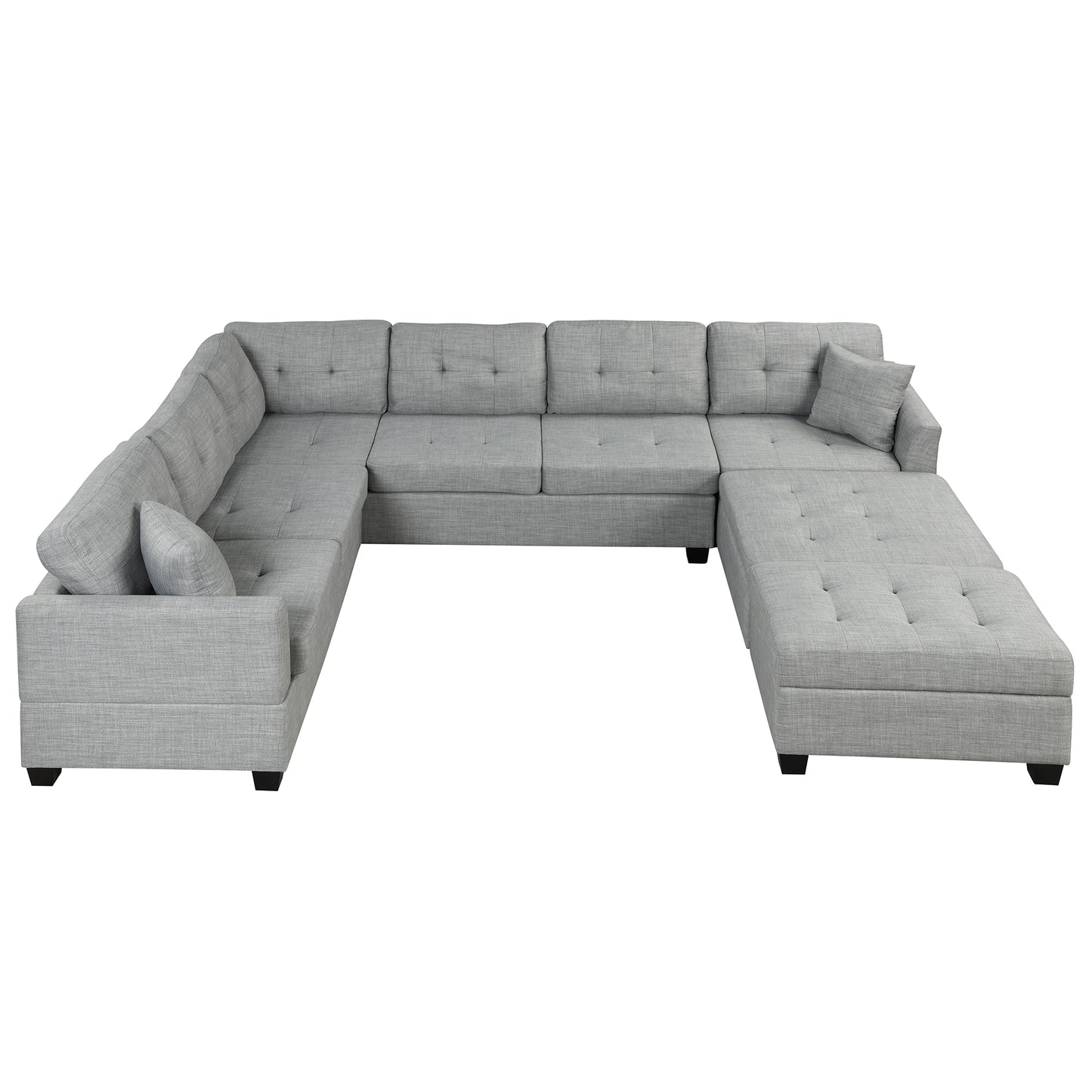 121.3" Oversized Sectional Sofa with Storage Ottoman, U Shaped Sectional Couch with 2 Throw Pillows for Large Space Dorm Apartment