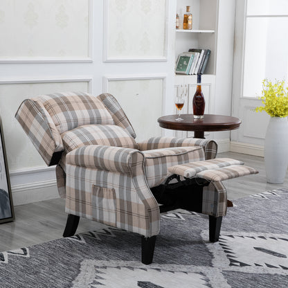 Armchair Sofa Comfortable Upholstered leisure chair / Recliner Chair for Living Room(Beige Check)