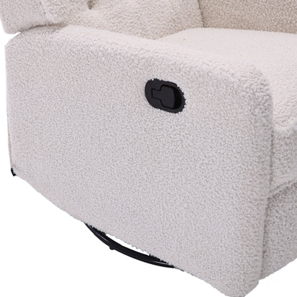 Rocking Recliner Chair,360 Degree Swivel Nursery Rocking Chair,Glider Chair,Modern Small Rocking Swivel Recliner Chair for Bedroom,Living Room Chair Home Theater Seat (White Teddy)