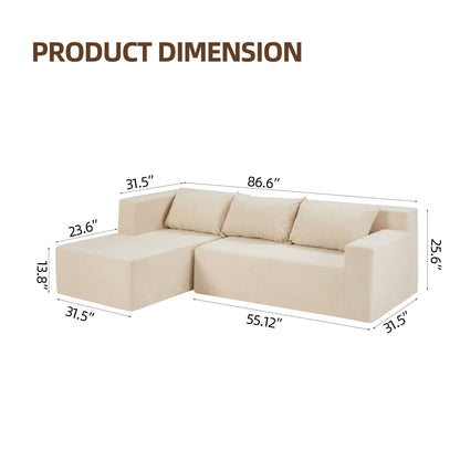 Sectional Couch Covers L Shape Sofa Covers, 2 Pcs Anti-Slip Sofa for 3 + 3 Seaters Chaise Cushion Couch with Pillowcases, Living Room foam sofa free installation