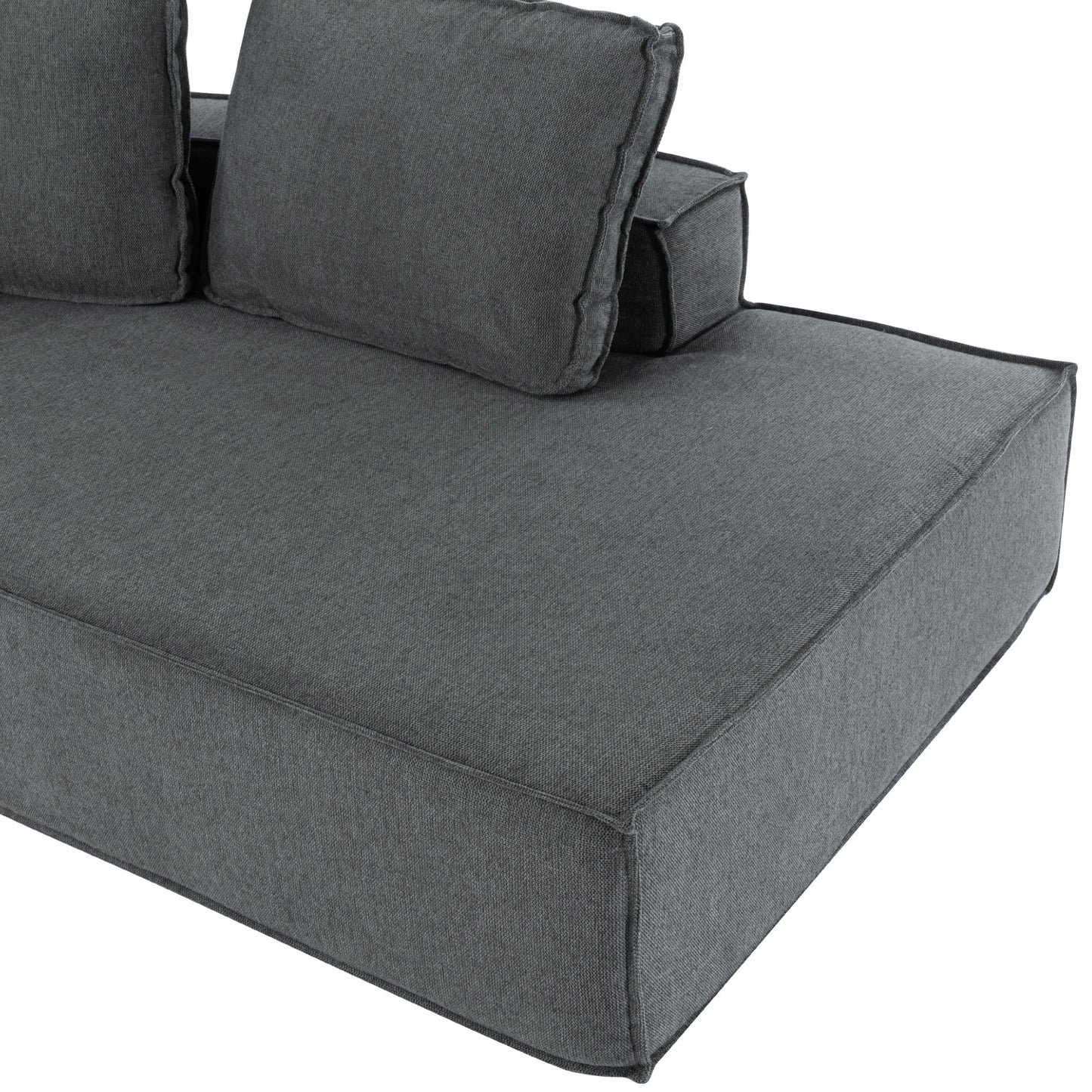 125" Stylish Chaise Lounge Modern Indoor Lounge Sofa Sleeper Sofa with Clean Lines for Living Room, Grey