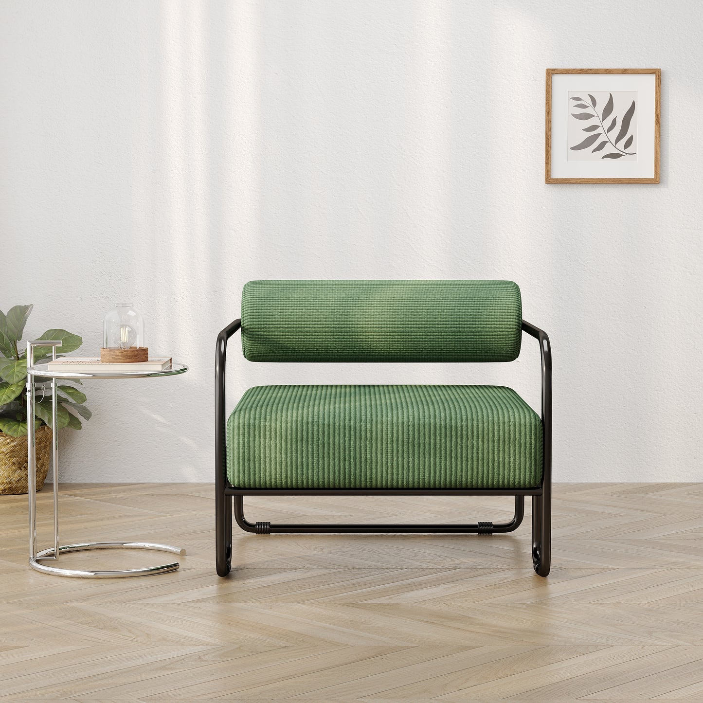 Living room iron sofa chair, lazy individual chair, balcony leisure chair (Color: Green)