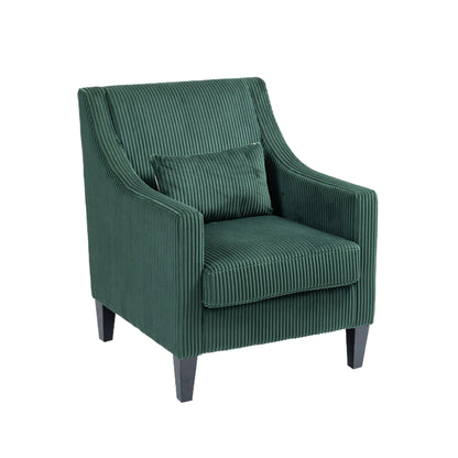 Modern Accent Chair,Upholstered Armchair with Scooped Arms for Bedroom,Apartment,Studio,Office,Waiting Room(Emerald Corduroy)