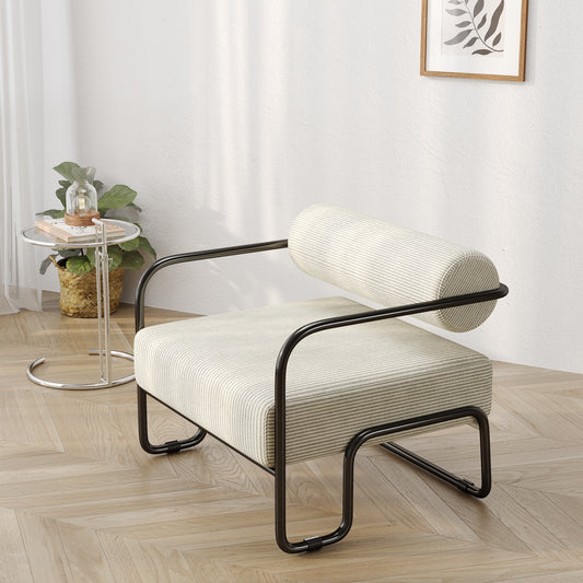 Living room iron sofa chair, lazy individual chair, balcony leisure chair (Color: Beige)