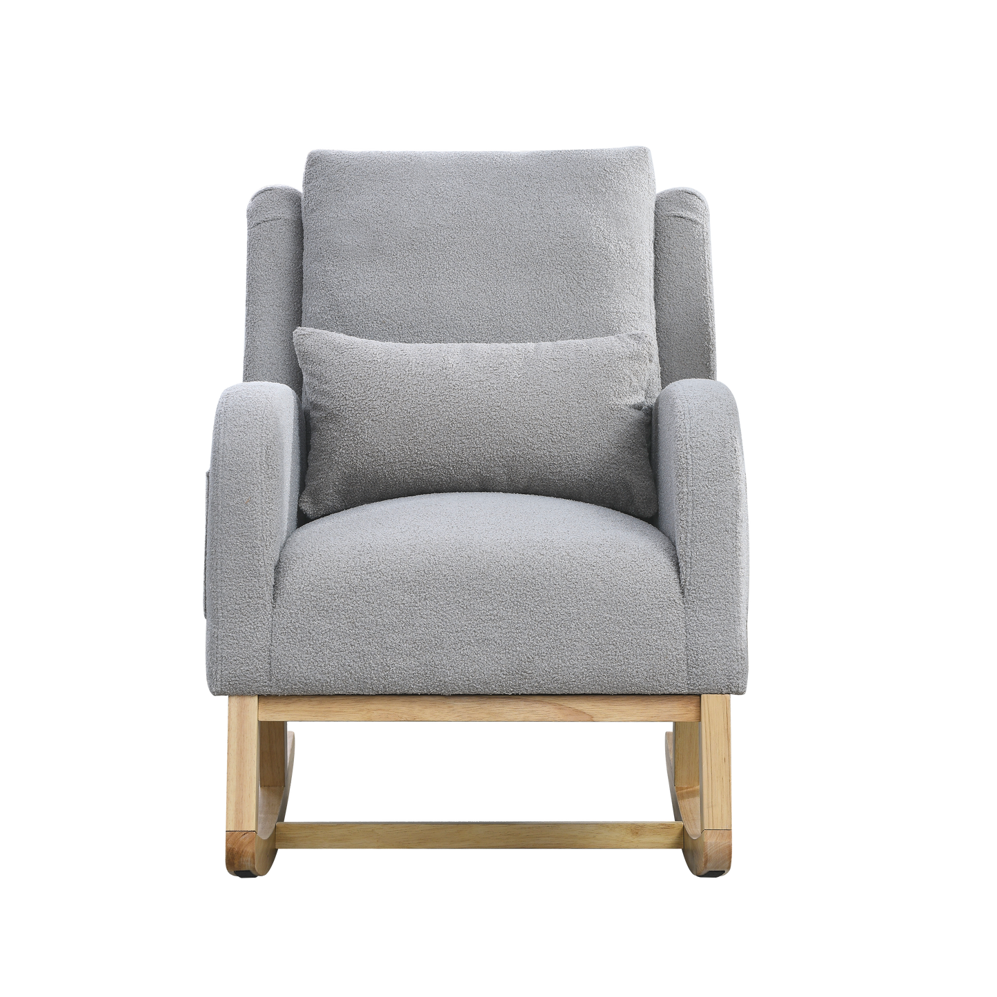 27.5 "W Modern Accent High Back Living Room Casual Armchair Rocker with One Lumbar Pillow, Two Side Pockets,Teddy.