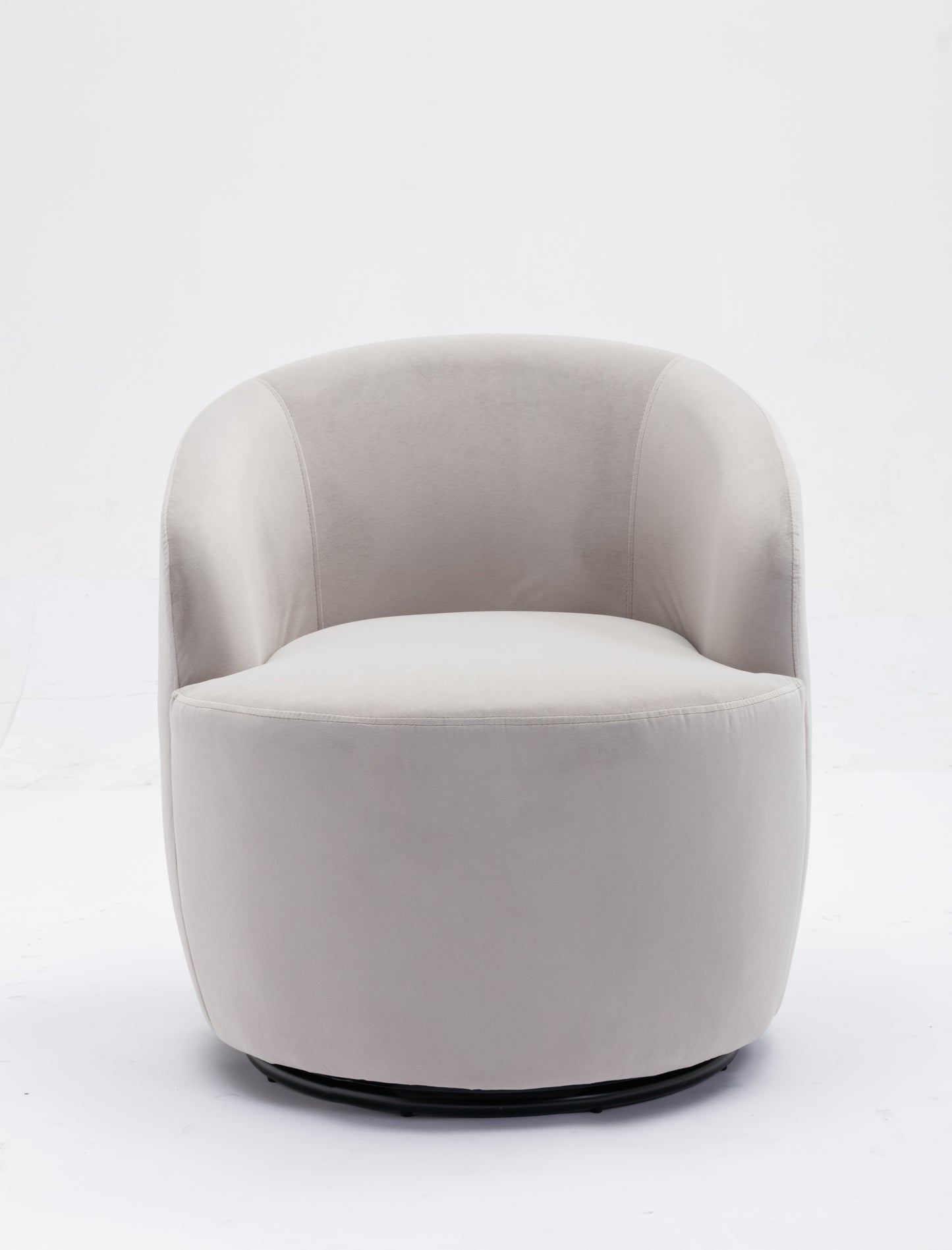 Velvet Fabric Swivel Accent Armchair Barrel Chair With Black Powder Coating Metal Ring,Gray