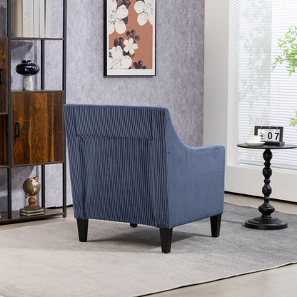 Modern Accent Chair,Upholstered Armchair with Scooped Arms for Bedroom,Apartment,Studio,Office,Waiting Room(Blue Corduroy)