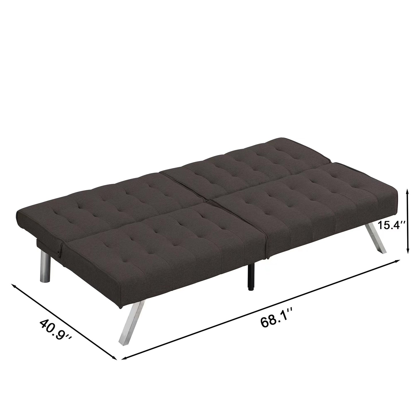 WOOD FRAME, STAINLESS LEG, FUTON, SOFA BED Espresso