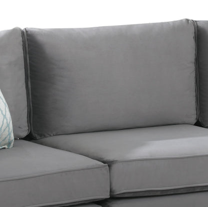 120" Gray Velvet 4Pc Sofa