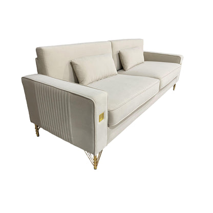 Luxury Velvet Sofa with Gold Accents - Modern 3-Seat Couch with Plush Cushions, Perfect for Living Room and Office Decor