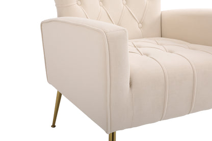 Modern Accent Chair with Ottoman, Comfy Armchair for Living Room, Bedroom, Apartment, Office (Beige)