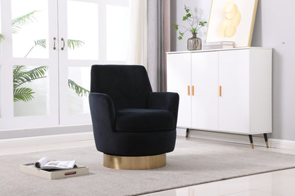 Velvet Swivel Barrel Chair, Swivel Accent Chairs Armchair for Living Room, Reading Chairs for Bedroom Comfy, Round Barrel Chairs with Gold Stainless Steel Base