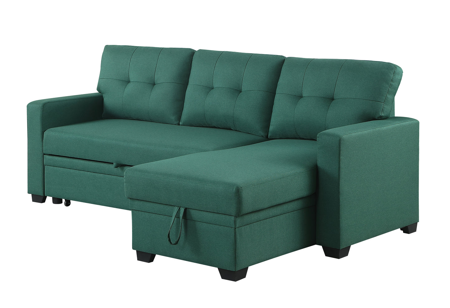 Upholstered Pull out Sectional Sofa with Chaise