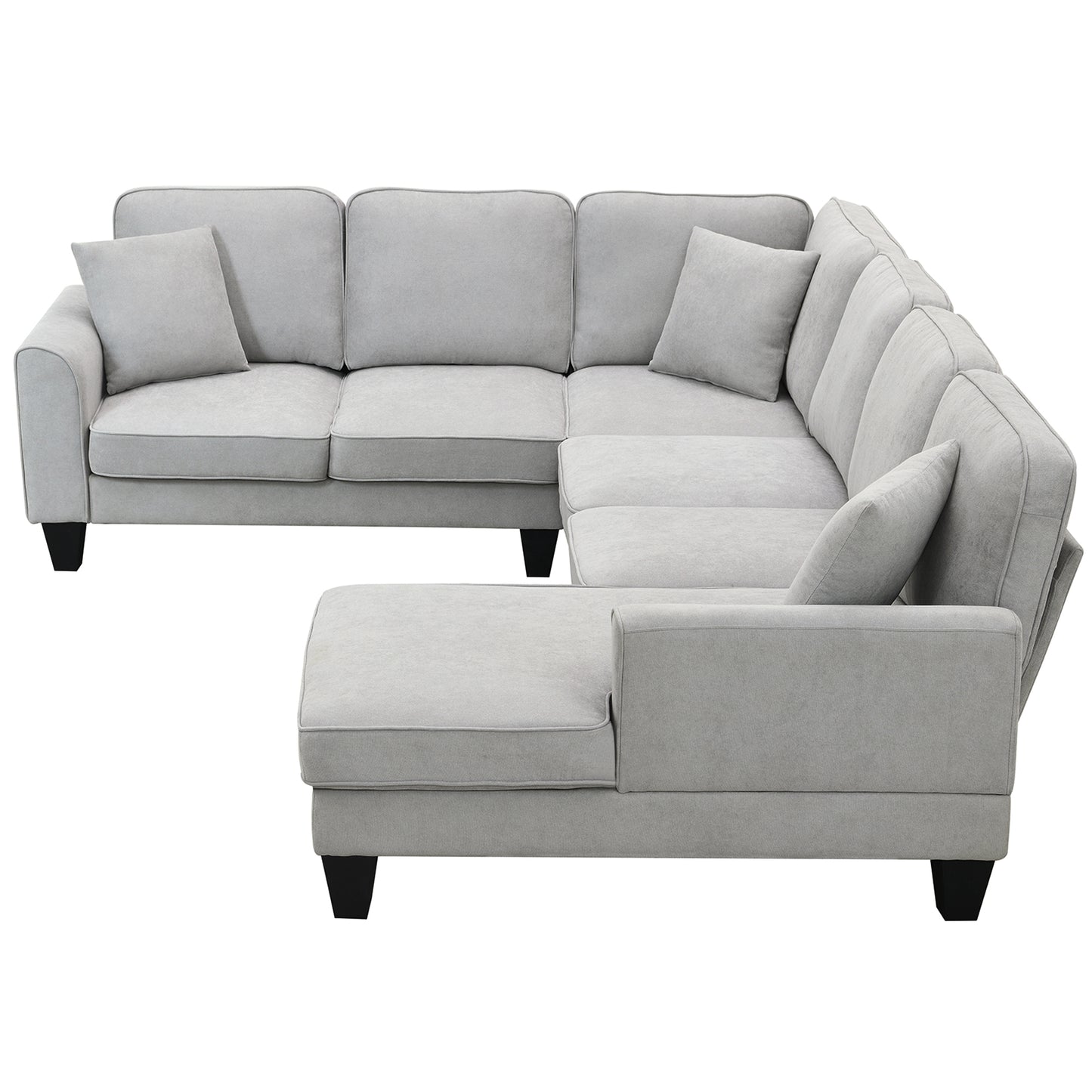 108*85.5" Modern U Shape Sectional Sofa, 7 Seat Fabric Sectional Sofa Set with 3 Pillows Included for Living Room, Apartment, Office,3 Colors