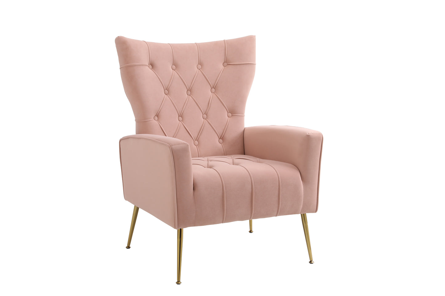 Modern Accent Chair with Ottoman, Comfy Armchair for Living Room, Bedroom, Apartment, Office (Pink)