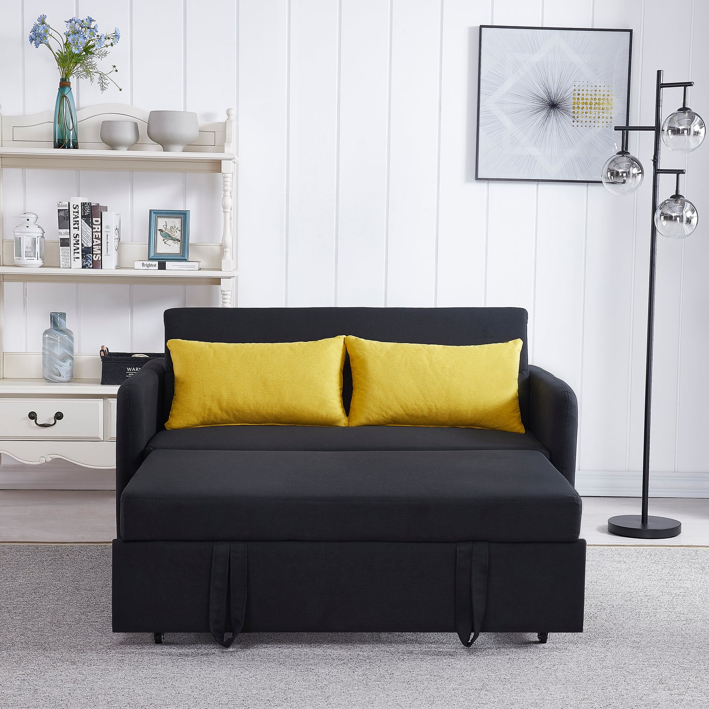 Tiwns Sofa Bed Black Fabric