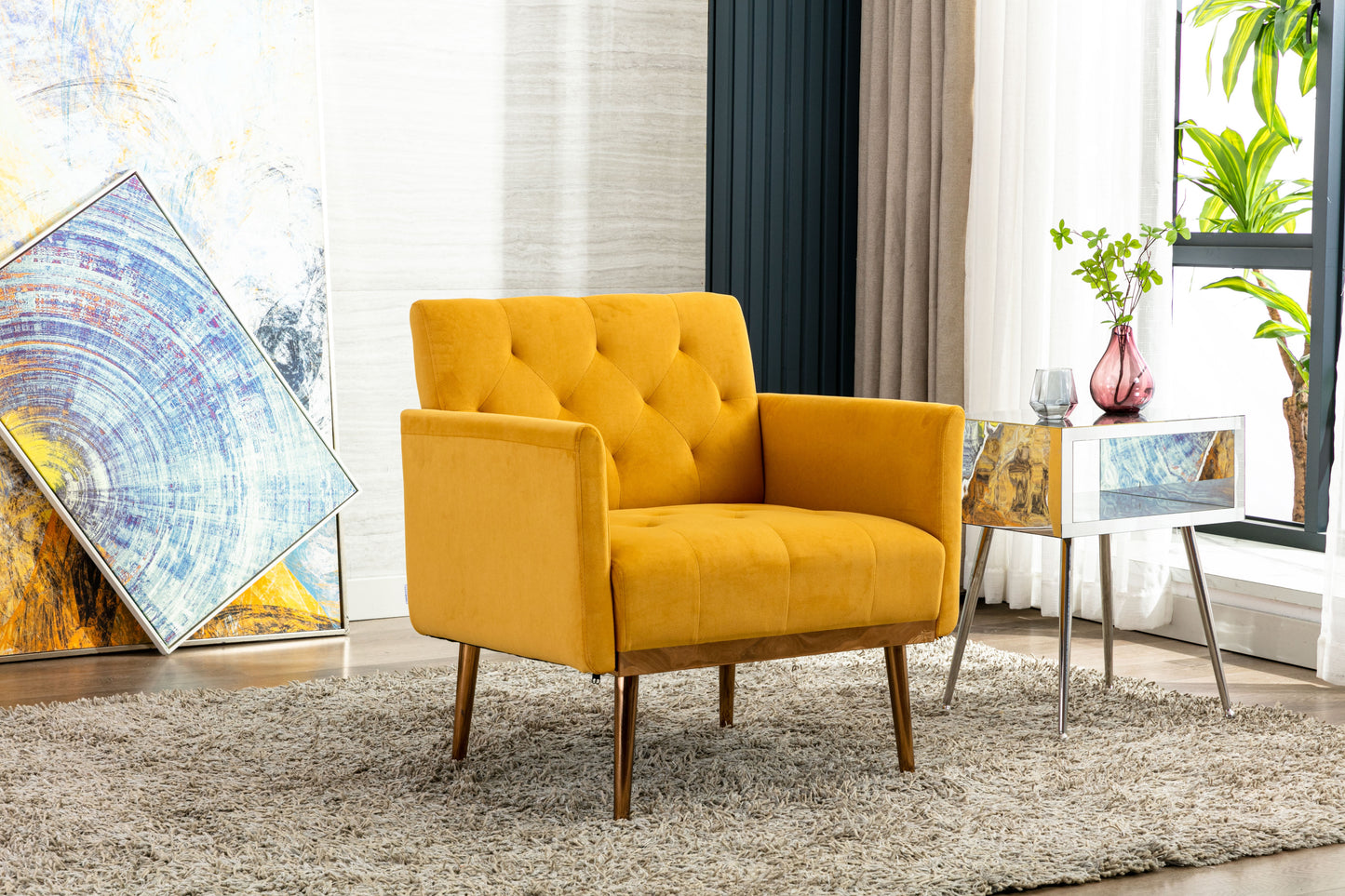 Accent Chair,leisure single sofa with Rose Golden feet