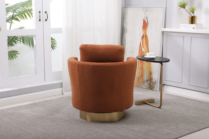 Teddy Swivel Barrel Chair, Swivel Accent Chairs Armchair for Living Room, Reading Chairs for Bedroom Comfy, Round Barrel Chairs with Gold Stainless Steel Base