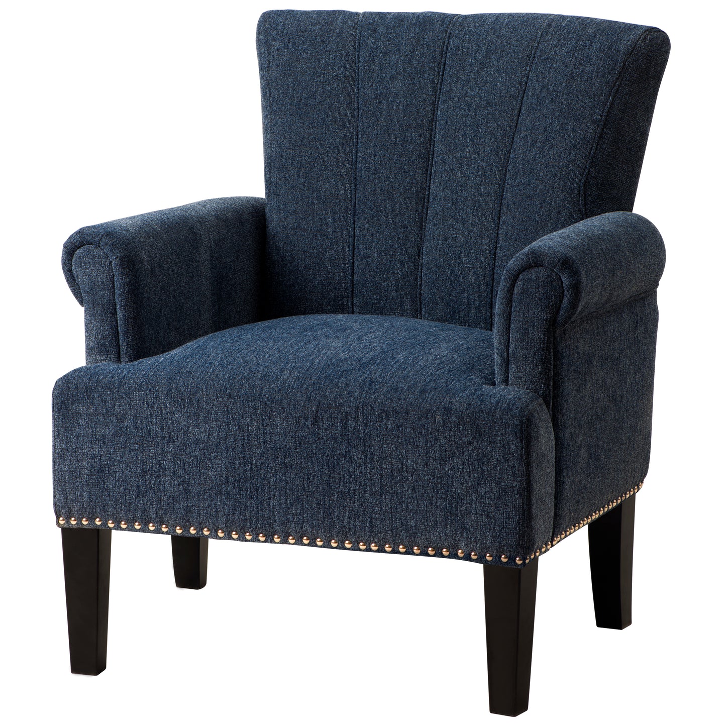 Accent Rivet Tufted Polyester Armchair,Navy Blue