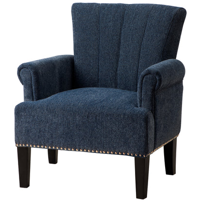 Accent Rivet Tufted Polyester Armchair,Navy Blue