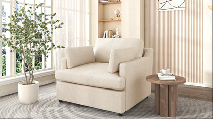 Oversized Accent Chair - Comfortable Armrest Cushions, Versatile Neutral Style, Elegant Design, Durable Frame