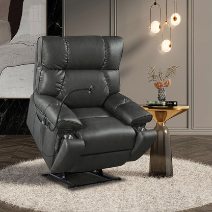 Recliner Chair with Phone Holder,Electric Power Lift Recliner Chair with 2 Motors Massage and Heat for Elderly, 3 Positions, 2 Side Pockets, Cup Holders