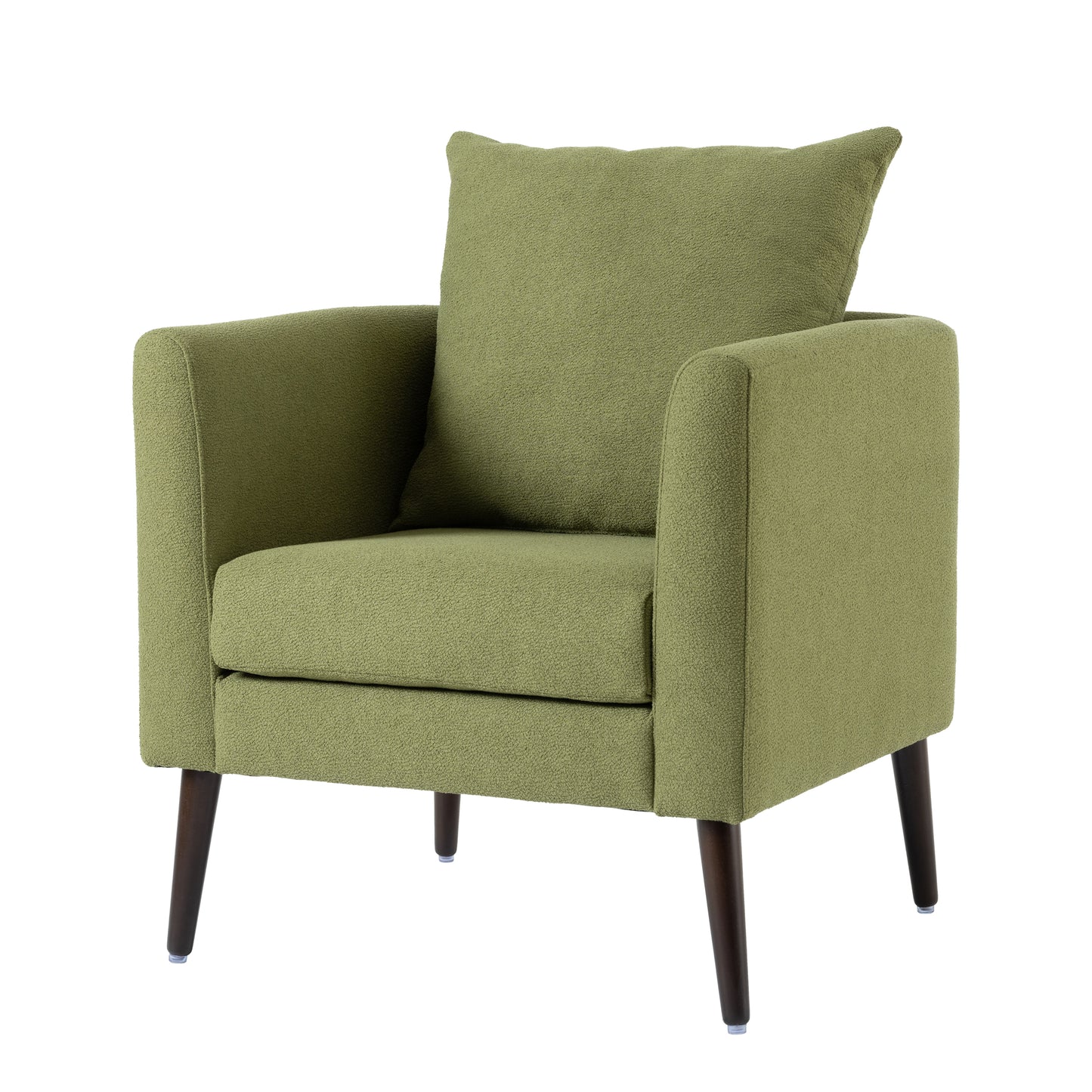 Barrel Chair, Modern Accent Chair, Fabric Armchair Club Chair,Upholstered Arm Chair with Solid Wood Legs,Waist Pillow,Padded Single Chair for Living Room/Bedroom/Study/Waiting Room,Olive Green